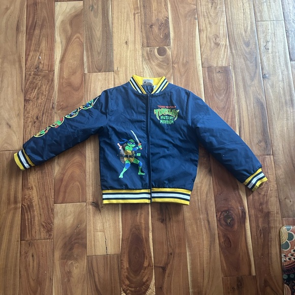 Navy Quilted Bomber Jacket with Yellow Trim - Picture 3 of 6